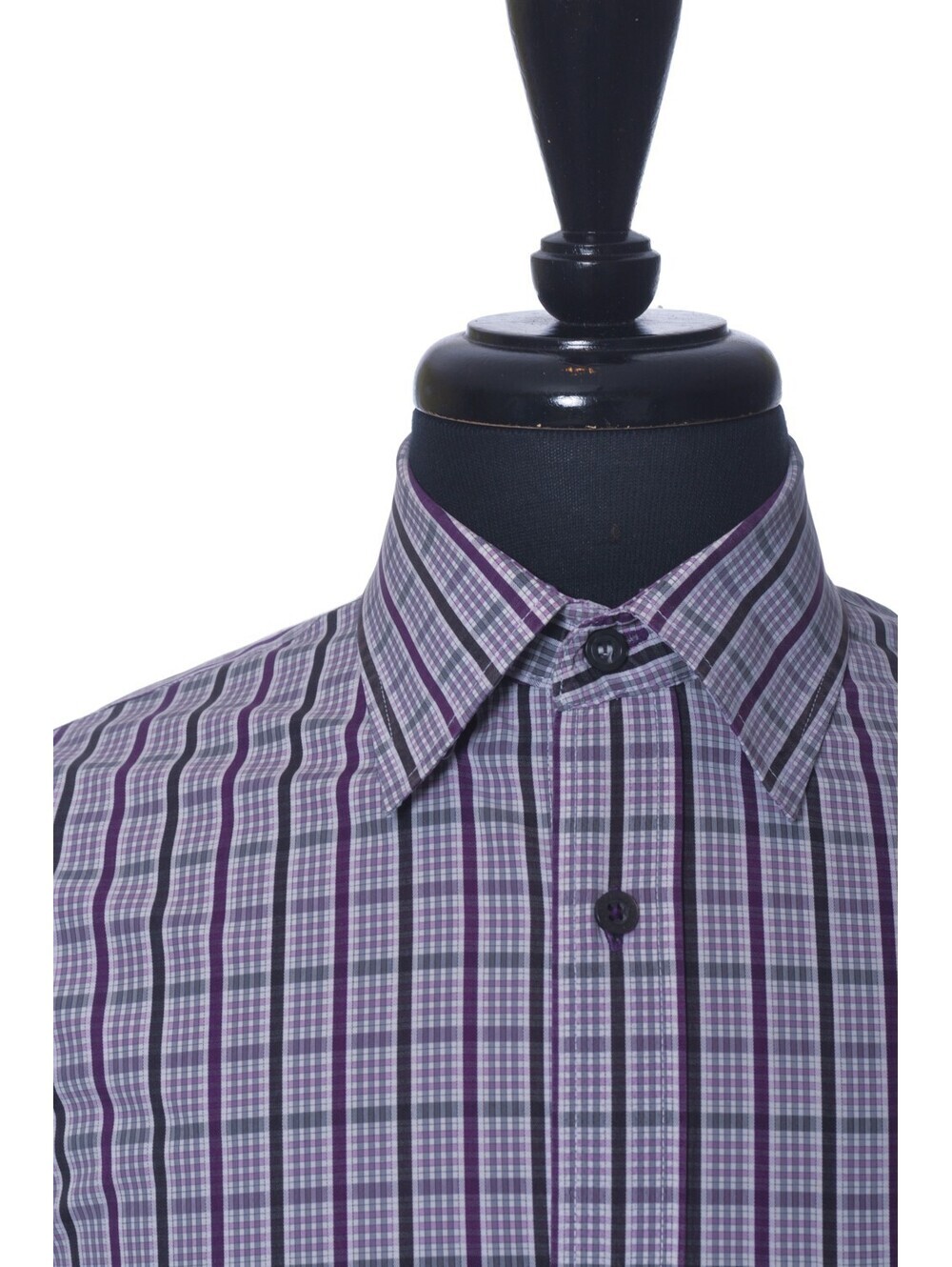 Bugatchi Purple Striped Check Dress Shirt XL 38263